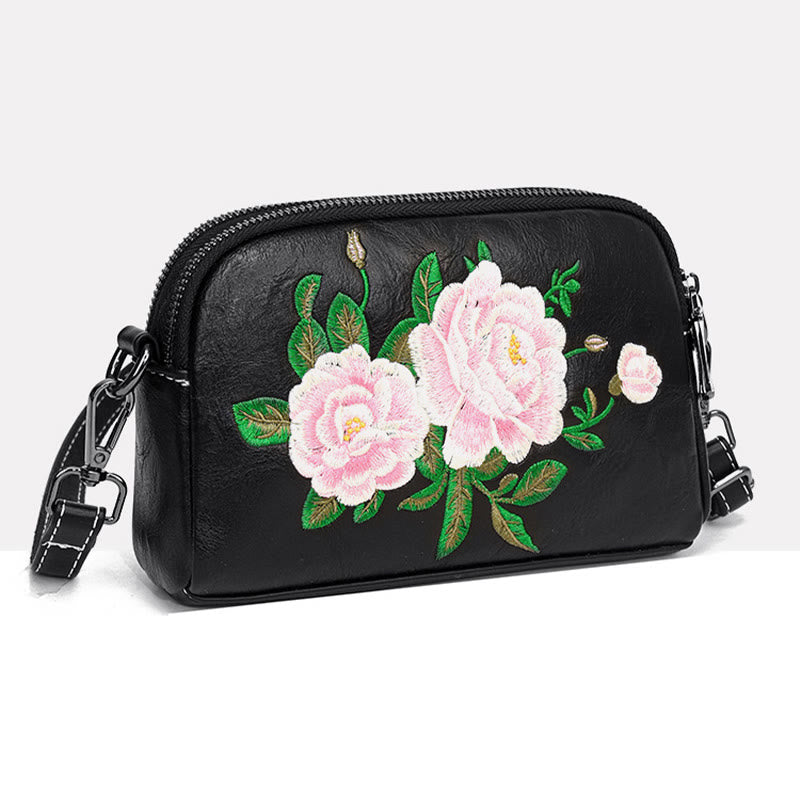Buddha Stones Piwonia Granat Kwiaty Su Haft Podróż Zakupy Torebka Torba na Ramię Torba Crossbody