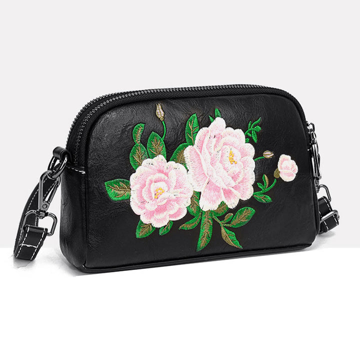 Buddha Stones Piwonia Granat Kwiaty Su Haft Podróż Zakupy Torebka Torba na Ramię Torba Crossbody