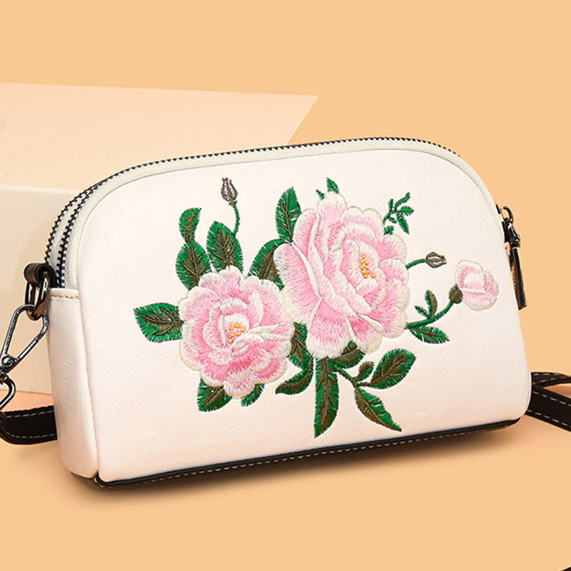 Buddha Stones Piwonia Granat Kwiaty Su Haft Podróż Zakupy Torebka Torba na Ramię Torba Crossbody
