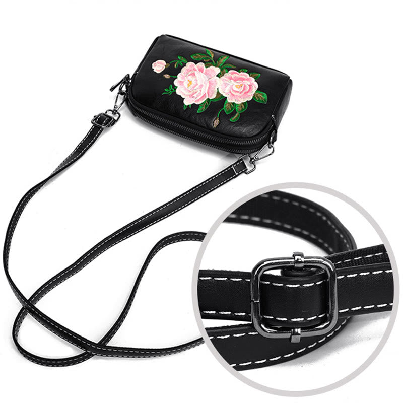 Buddha Stones Piwonia Granat Kwiaty Su Haft Podróż Zakupy Torebka Torba na Ramię Torba Crossbody