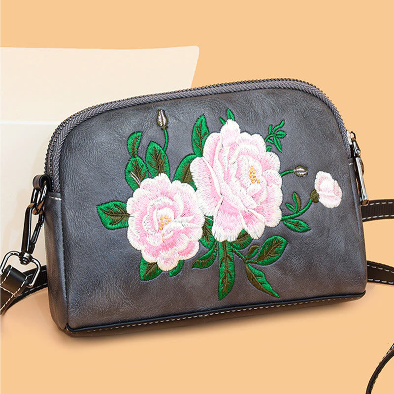 Buddha Stones Piwonia Granat Kwiaty Su Haft Podróż Zakupy Torebka Torba na Ramię Torba Crossbody