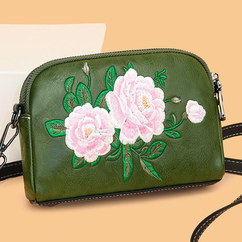 Buddha Stones Piwonia Granat Kwiaty Su Haft Podróż Zakupy Torebka Torba na Ramię Torba Crossbody