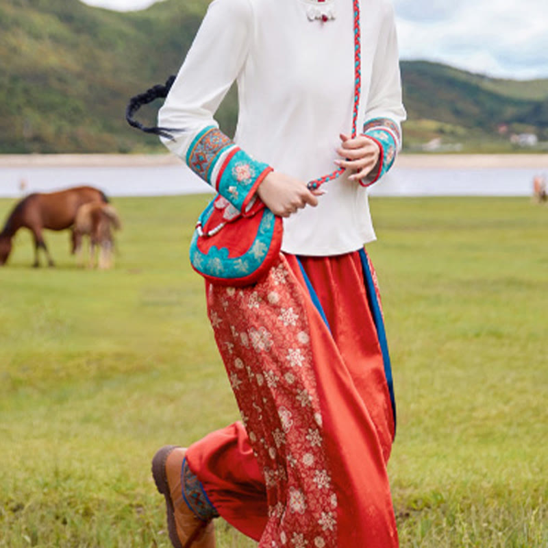 Buddha Stones w stylu etnicznym Su haftowana podróż na zakupy torba na ramię torebka crossbody