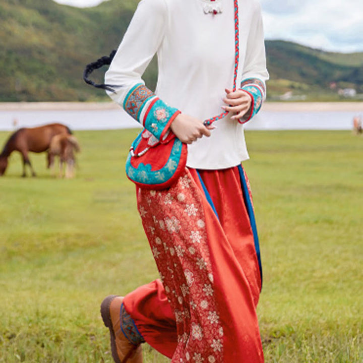 Buddha Stones w stylu etnicznym Su haftowana podróż na zakupy torba na ramię torebka crossbody