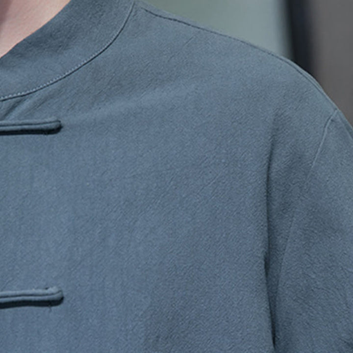 Buddha Stones Prosty Żabkowy Guzik Chiński Garnitur Tang Bawełniana Męska Kurtka Koszula Z Kieszeniami - image 22