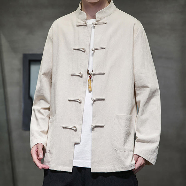 Buddha Stones Prosty Żabkowy Guzik Chiński Garnitur Tang Bawełniana Męska Kurtka Koszula Z Kieszeniami - image 10