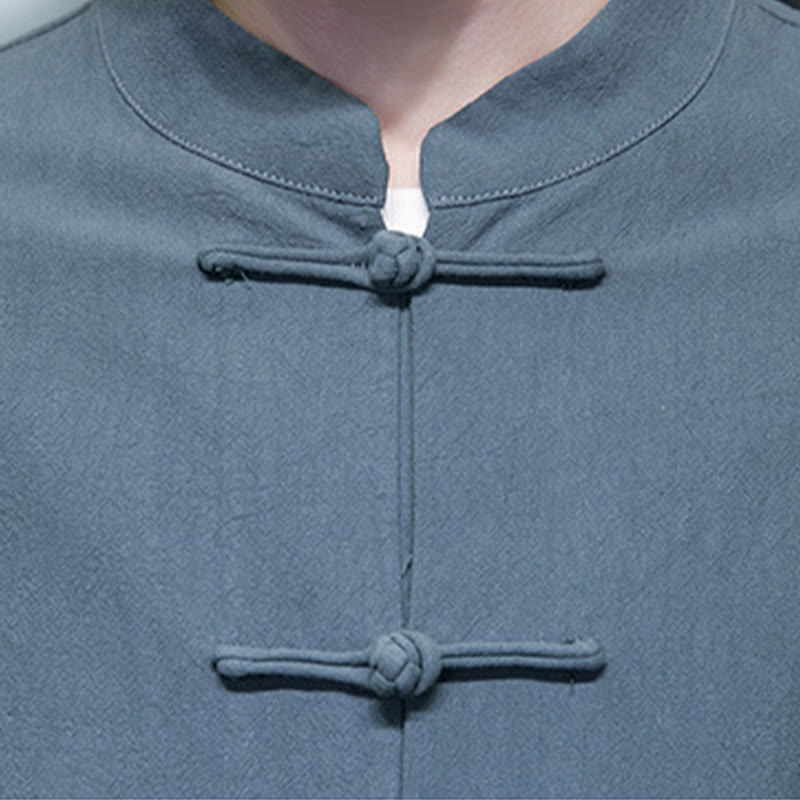 Buddha Stones Prosty Żabkowy Guzik Chiński Garnitur Tang Bawełniana Męska Kurtka Koszula Z Kieszeniami - image 21