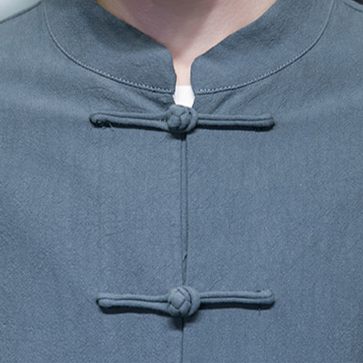 Buddha Stones Prosty Żabkowy Guzik Chiński Garnitur Tang Bawełniana Męska Kurtka Koszula Z Kieszeniami - image 21