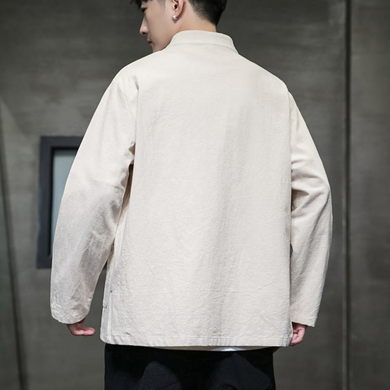 Buddha Stones Prosty Żabkowy Guzik Chiński Garnitur Tang Bawełniana Męska Kurtka Koszula Z Kieszeniami - image 7