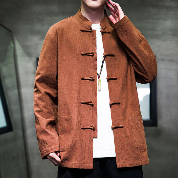 Buddha Stones Prosty Żabkowy Guzik Chiński Garnitur Tang Bawełniana Męska Kurtka Koszula Z Kieszeniami - image 25