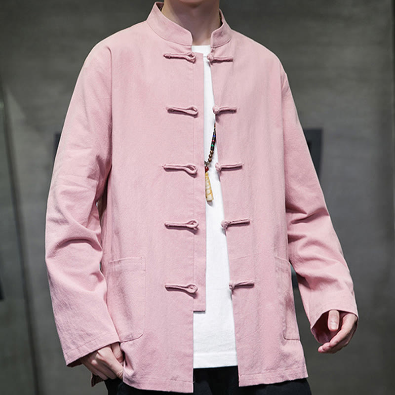 Buddha Stones Prosty Żabkowy Guzik Chiński Garnitur Tang Bawełniana Męska Kurtka Koszula Z Kieszeniami - image 33