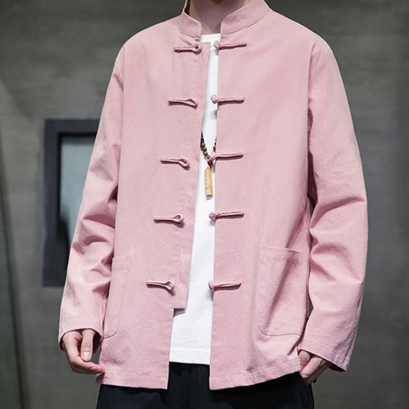 Buddha Stones Prosty Żabkowy Guzik Chiński Garnitur Tang Bawełniana Męska Kurtka Koszula Z Kieszeniami - image 32