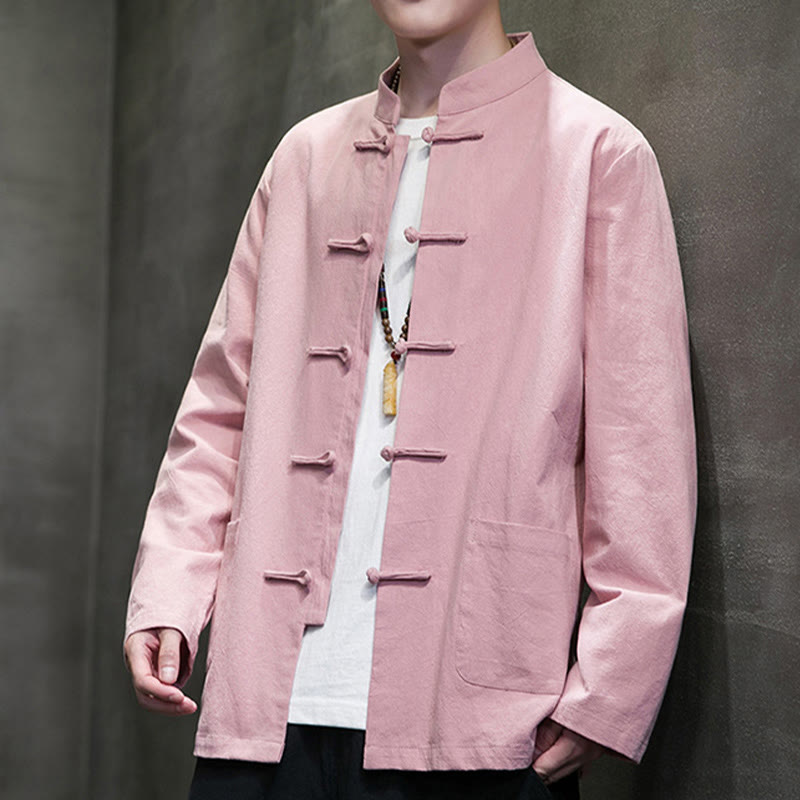 Buddha Stones Prosty Żabkowy Guzik Chiński Garnitur Tang Bawełniana Męska Kurtka Koszula Z Kieszeniami - image 35