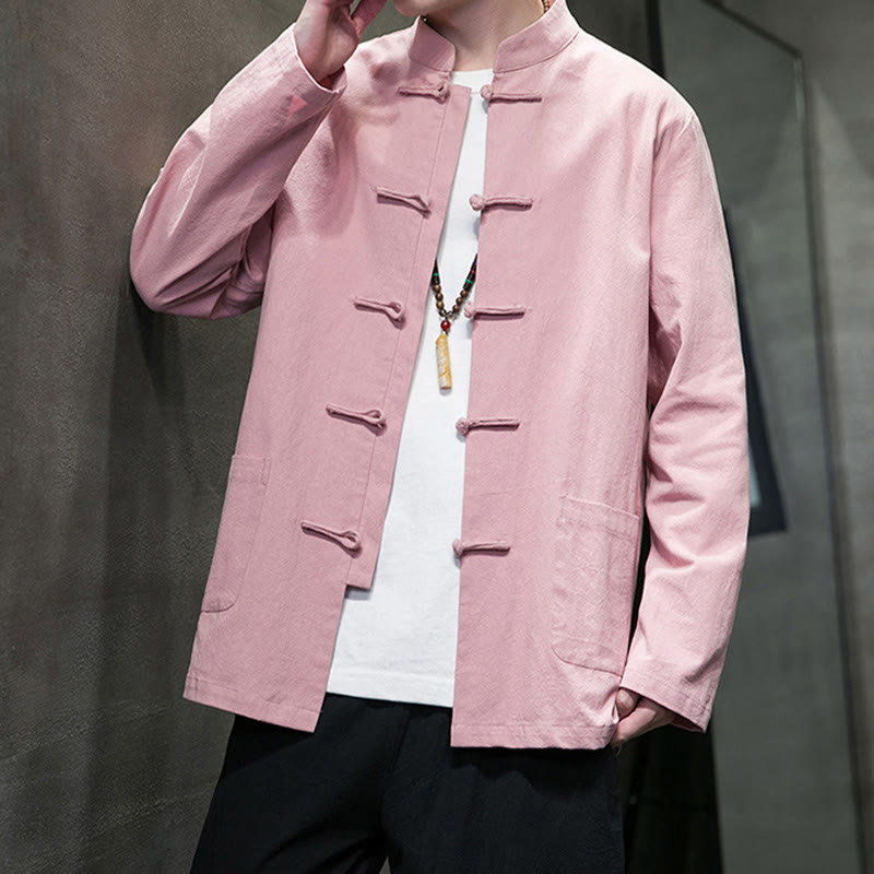 Buddha Stones Prosty Żabkowy Guzik Chiński Garnitur Tang Bawełniana Męska Kurtka Koszula Z Kieszeniami - image 34