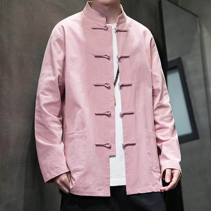 Buddha Stones Prosty Żabkowy Guzik Chiński Garnitur Tang Bawełniana Męska Kurtka Koszula Z Kieszeniami - image 31