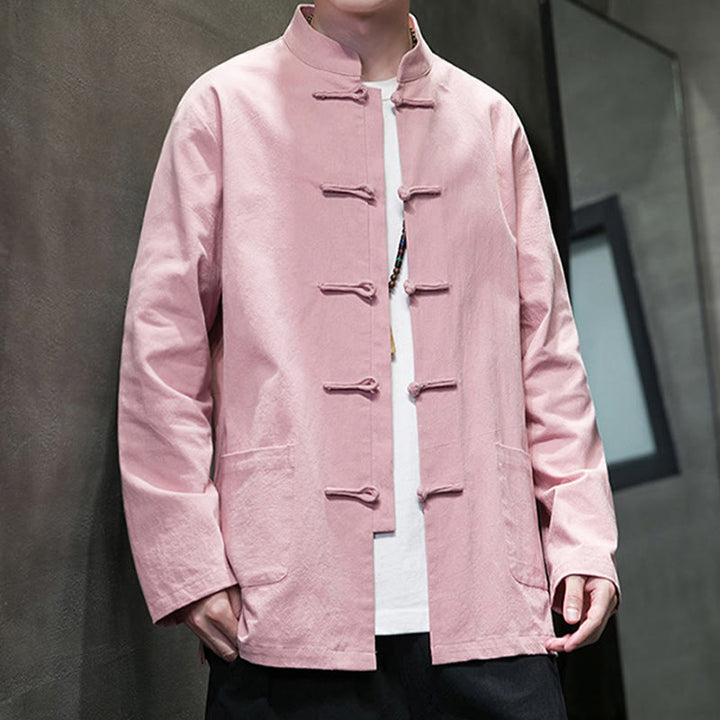 Buddha Stones Prosty Żabkowy Guzik Chiński Garnitur Tang Bawełniana Męska Kurtka Koszula Z Kieszeniami - image 31