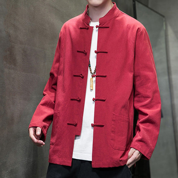 Buddha Stones Prosty Żabkowy Guzik Chiński Garnitur Tang Bawełniana Męska Kurtka Koszula Z Kieszeniami - image 41