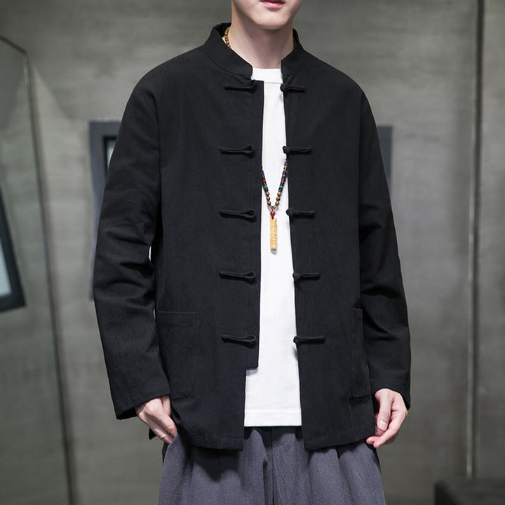 Buddha Stones Prosty Żabkowy Guzik Chiński Garnitur Tang Bawełniana Męska Kurtka Koszula Z Kieszeniami - image 45