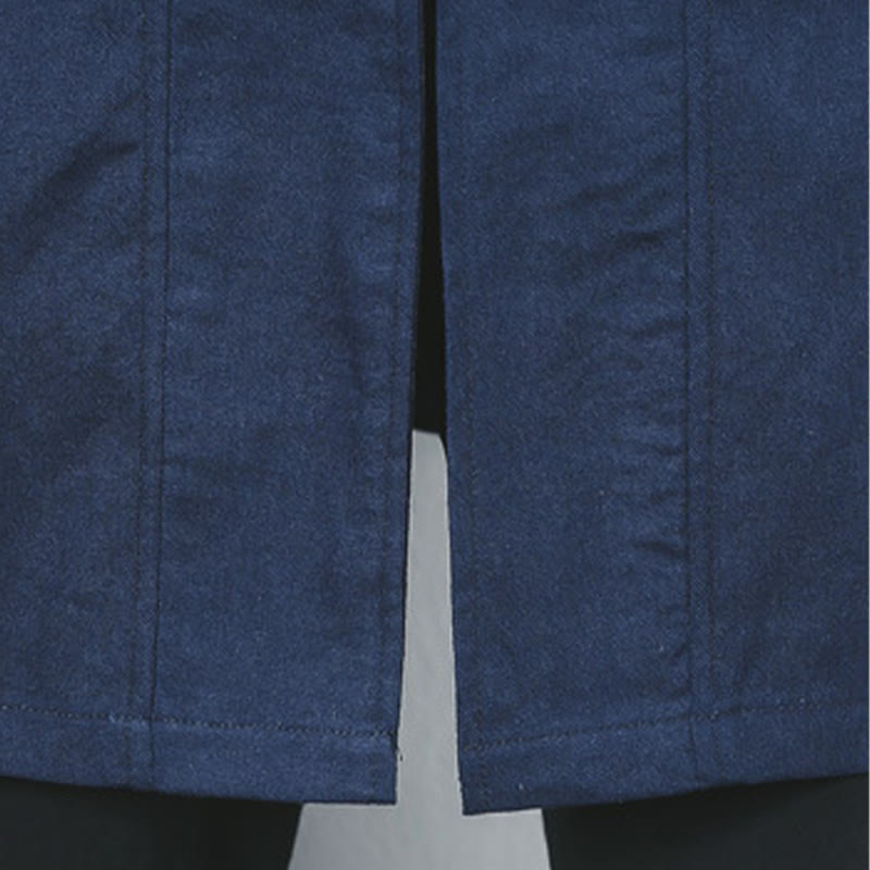 Buddha Stones Fall Simple Frog-Button Linen Męski Średniej Długości Płaszcz Zen Odzież - image 12