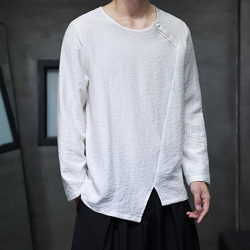 Buddha Stones Fall Solid Okrągły Dekolt Długi Rękaw T-shirt Bawełna Męska Odzież - image 8