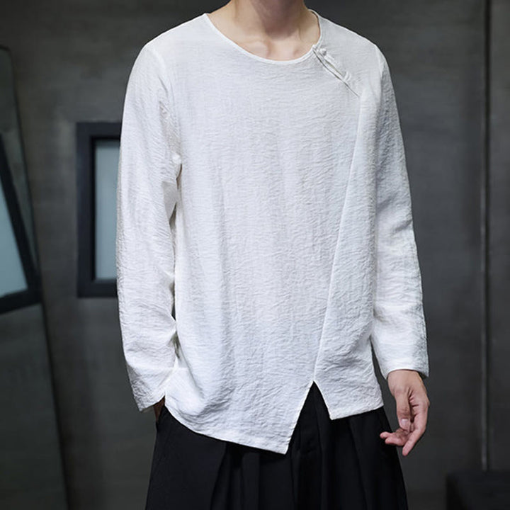 Buddha Stones Fall Solid Okrągły Dekolt Długi Rękaw T-shirt Bawełna Męska Odzież - image 8