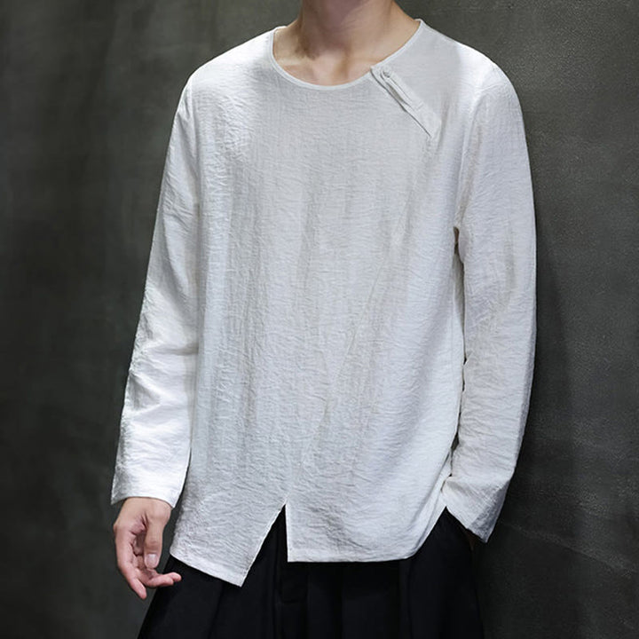 Buddha Stones Fall Solid Okrągły Dekolt Długi Rękaw T-shirt Bawełna Męska Odzież - image 10