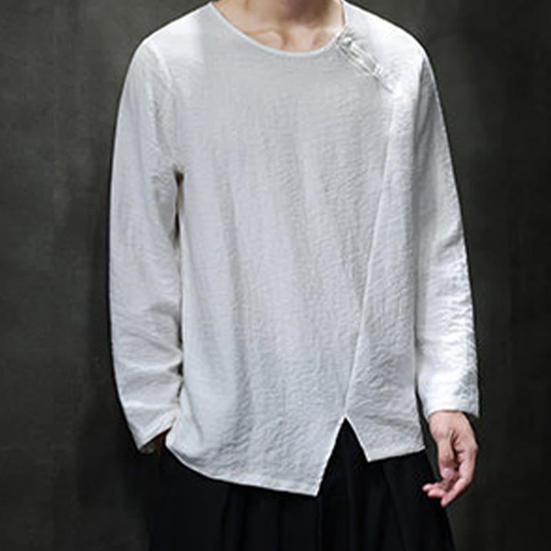 Buddha Stones Fall Solid Okrągły Dekolt Długi Rękaw T-shirt Bawełna Męska Odzież - image 14