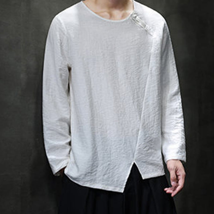 Buddha Stones Fall Solid Okrągły Dekolt Długi Rękaw T-shirt Bawełna Męska Odzież - image 14