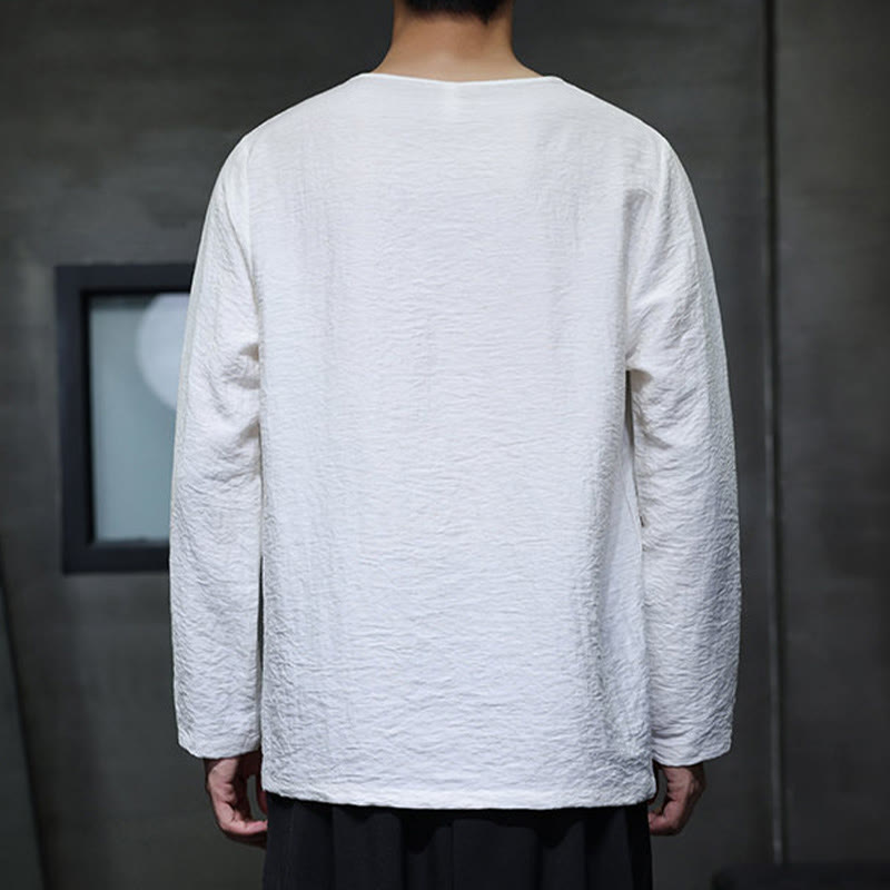 Buddha Stones Fall Solid Okrągły Dekolt Długi Rękaw T-shirt Bawełna Męska Odzież - image 9