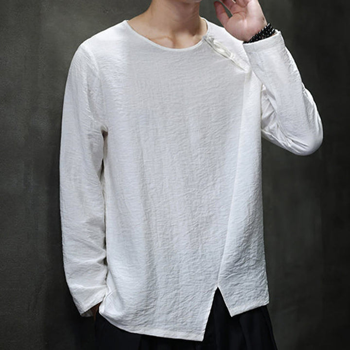 Buddha Stones Fall Solid Okrągły Dekolt Długi Rękaw T-shirt Bawełna Męska Odzież - image 15