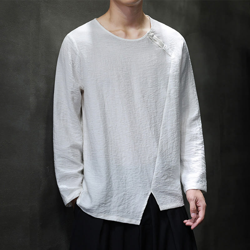 Buddha Stones Fall Solid Okrągły Dekolt Długi Rękaw T-shirt Bawełna Męska Odzież - image 20