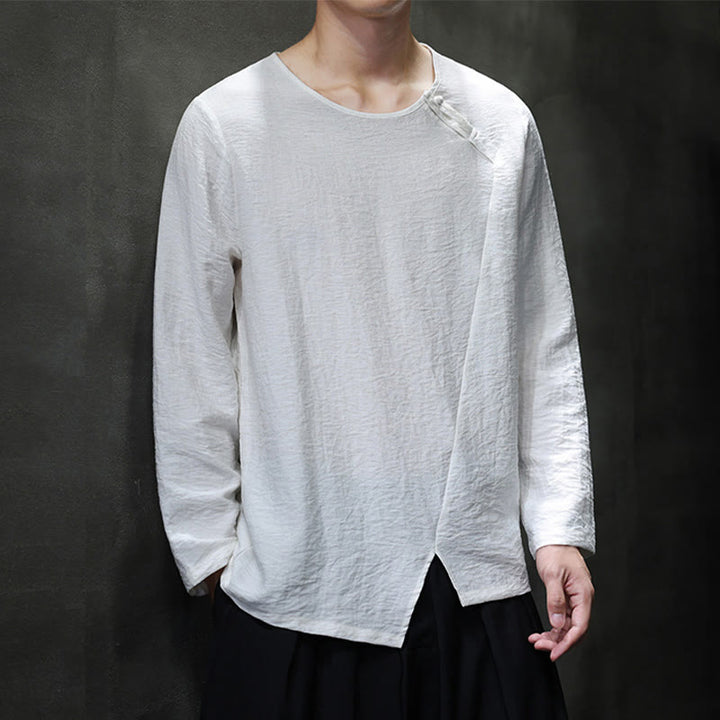 Buddha Stones Fall Solid Okrągły Dekolt Długi Rękaw T-shirt Bawełna Męska Odzież - image 20