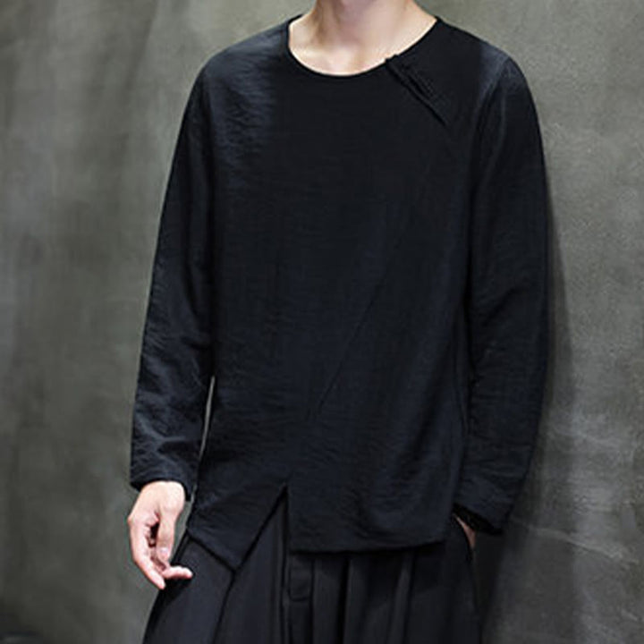 Buddha Stones Fall Solid Okrągły Dekolt Długi Rękaw T-shirt Bawełna Męska Odzież - image 26