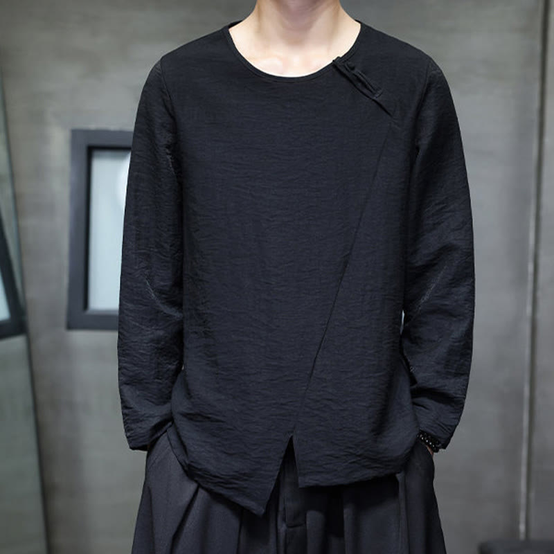 Buddha Stones Fall Solid Okrągły Dekolt Długi Rękaw T-shirt Bawełna Męska Odzież - image 22