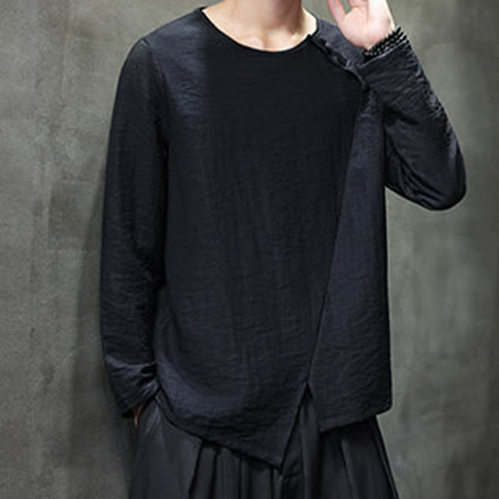 Buddha Stones Fall Solid Okrągły Dekolt Długi Rękaw T-shirt Bawełna Męska Odzież - image 27