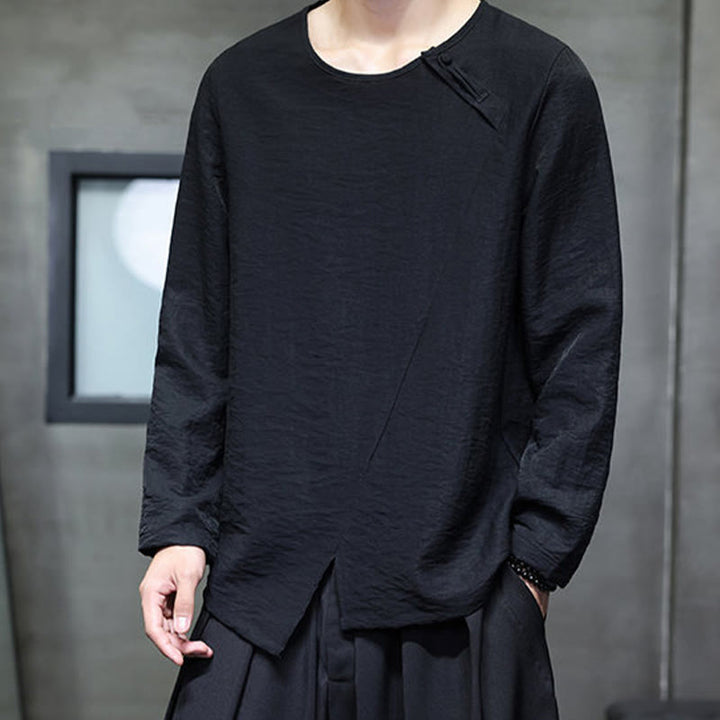 Buddha Stones Fall Solid Okrągły Dekolt Długi Rękaw T-shirt Bawełna Męska Odzież - image 25