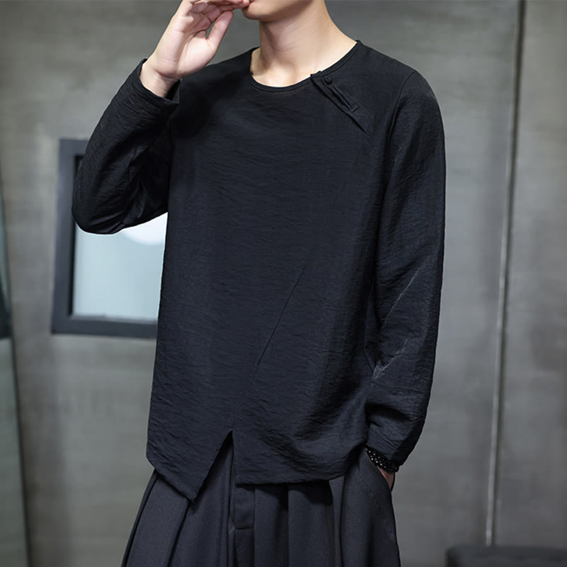 Buddha Stones Fall Solid Okrągły Dekolt Długi Rękaw T-shirt Bawełna Męska Odzież - image 30