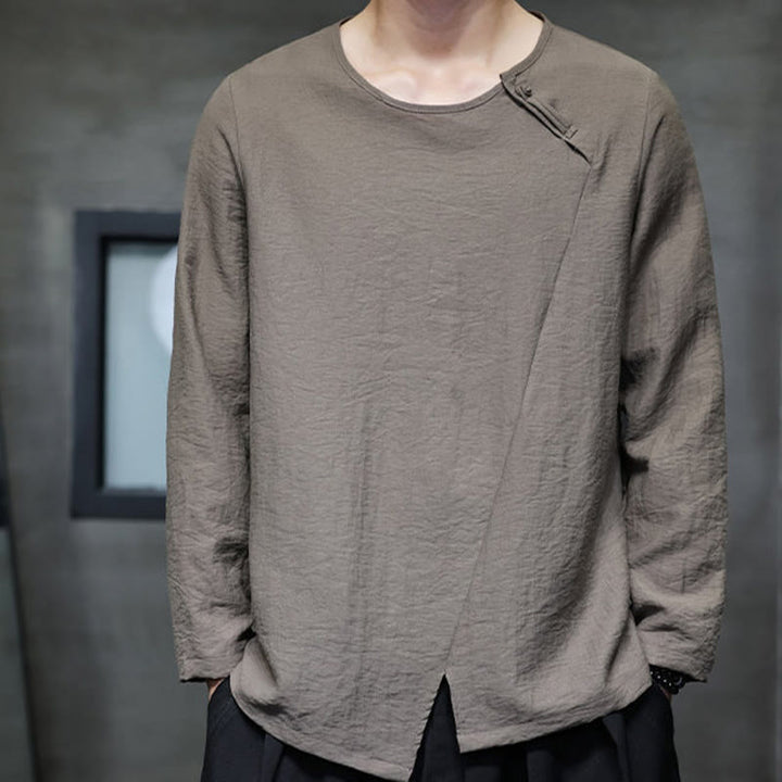 Buddha Stones Fall Solid Okrągły Dekolt Długi Rękaw T-shirt Bawełna Męska Odzież - image 34