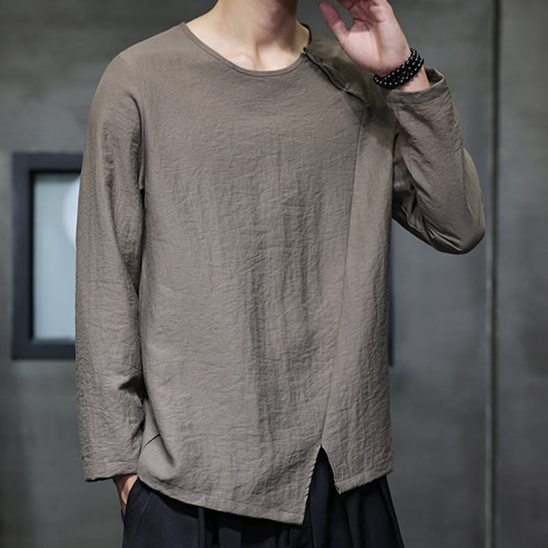 Buddha Stones Fall Solid Okrągły Dekolt Długi Rękaw T-shirt Bawełna Męska Odzież - image 35