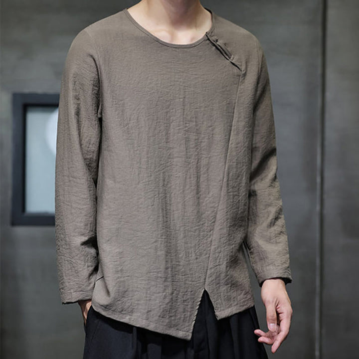 Buddha Stones Fall Solid Okrągły Dekolt Długi Rękaw T-shirt Bawełna Męska Odzież - image 36