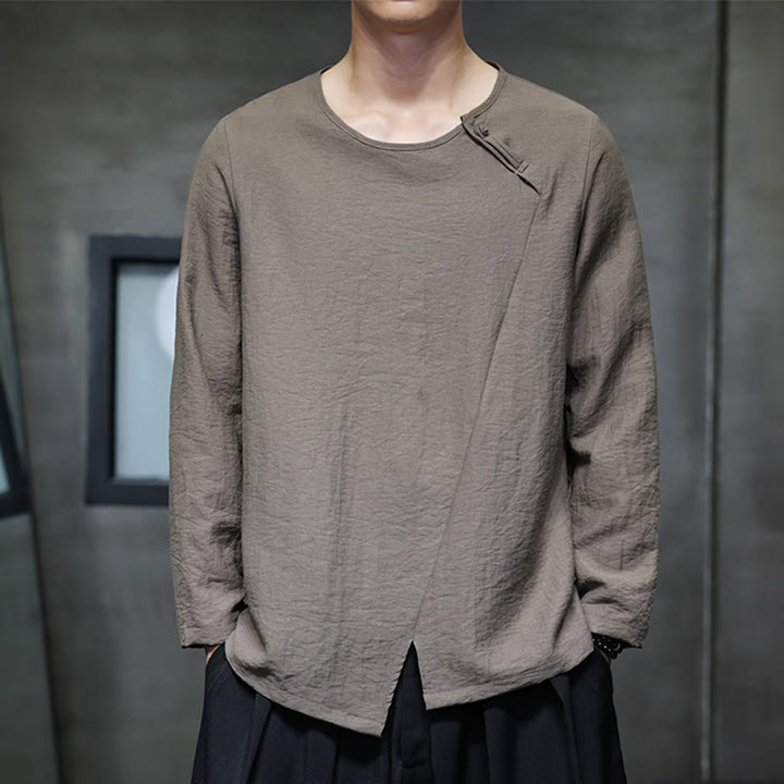 Buddha Stones Fall Solid Okrągły Dekolt Długi Rękaw T-shirt Bawełna Męska Odzież - image 32