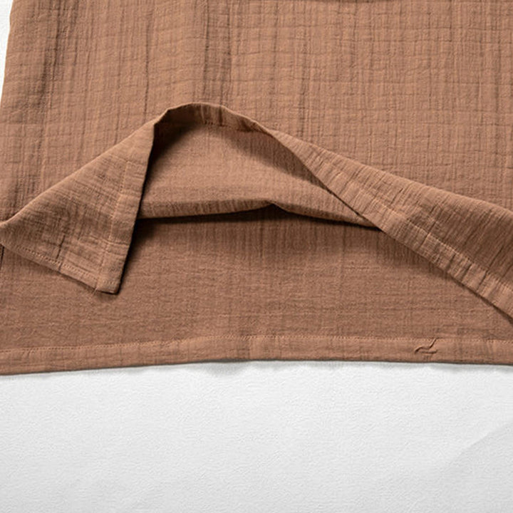 Buddha Stones Jesień Prosty T-shirt z dekoltem w serek Długi rękaw Bawełna Męska Odzież - image 8