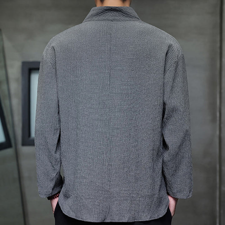 Buddha Stones Prosta koszulka z długim rękawem i dekoltem w serek Męska odzież - image 21