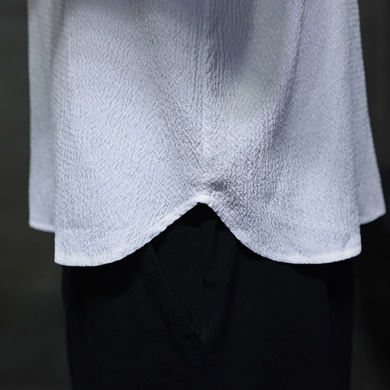 Buddha Stones Prosta koszulka z długim rękawem i dekoltem w serek Męska odzież - image 10