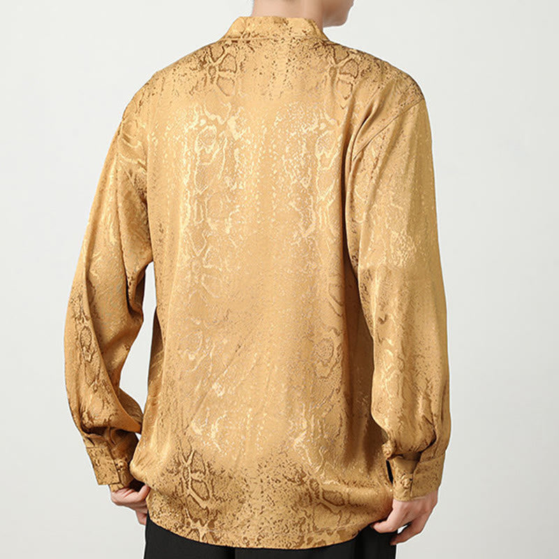 Koszula z długim rękawem i żabim guzikiem Buddha Stones Fall Jacquard Męska odzież - image 3