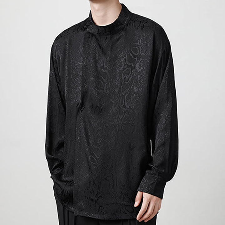 Koszula z długim rękawem i żabim guzikiem Buddha Stones Fall Jacquard Męska odzież - image 14