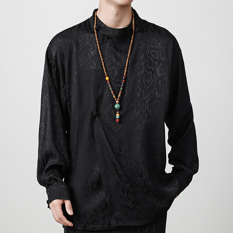 Koszula z długim rękawem i żabim guzikiem Buddha Stones Fall Jacquard Męska odzież - image 12