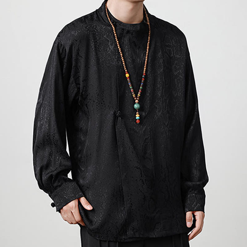 Koszula z długim rękawem i żabim guzikiem Buddha Stones Fall Jacquard Męska odzież - image 15