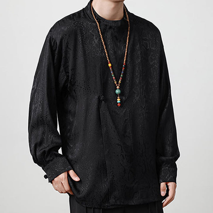 Koszula z długim rękawem i żabim guzikiem Buddha Stones Fall Jacquard Męska odzież - image 15