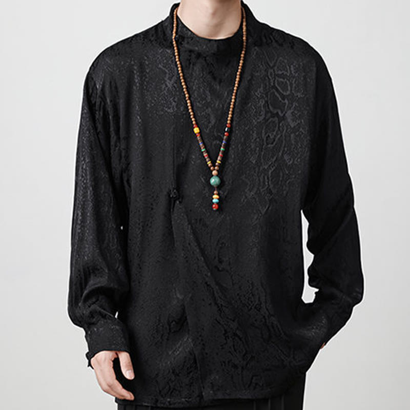 Koszula z długim rękawem i żabim guzikiem Buddha Stones Fall Jacquard Męska odzież - image 17
